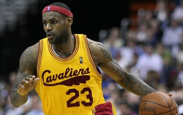 Lebron James playing for the Cleveland Cavaliers