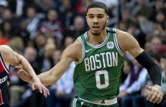 Jayson Tatum playing for the Boston Celtics