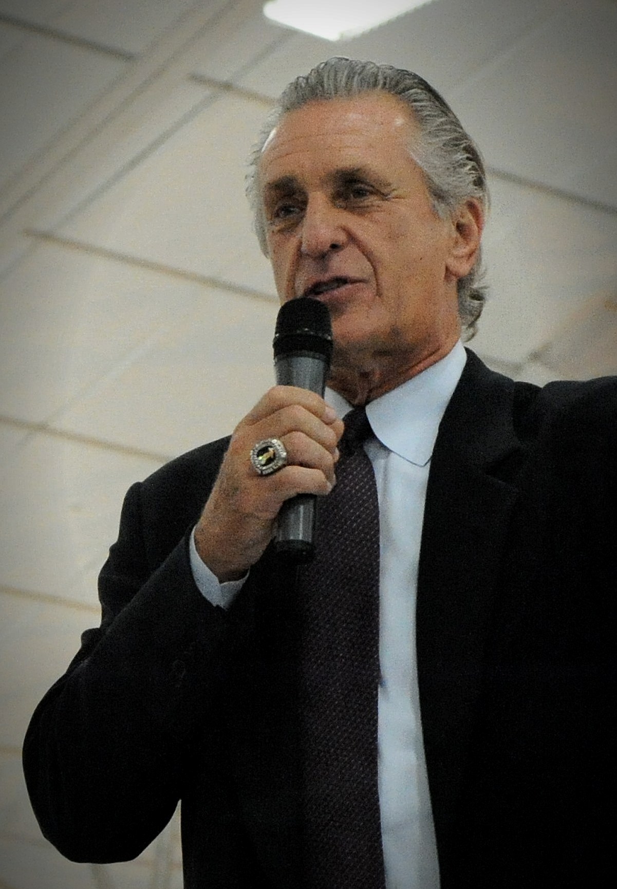 Pat Riley speaking at Eglin Air Force Base, Miami Heat president era