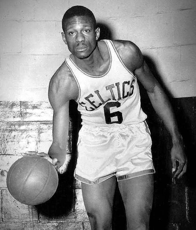Bill Russell rebounding for the Boston Celtics