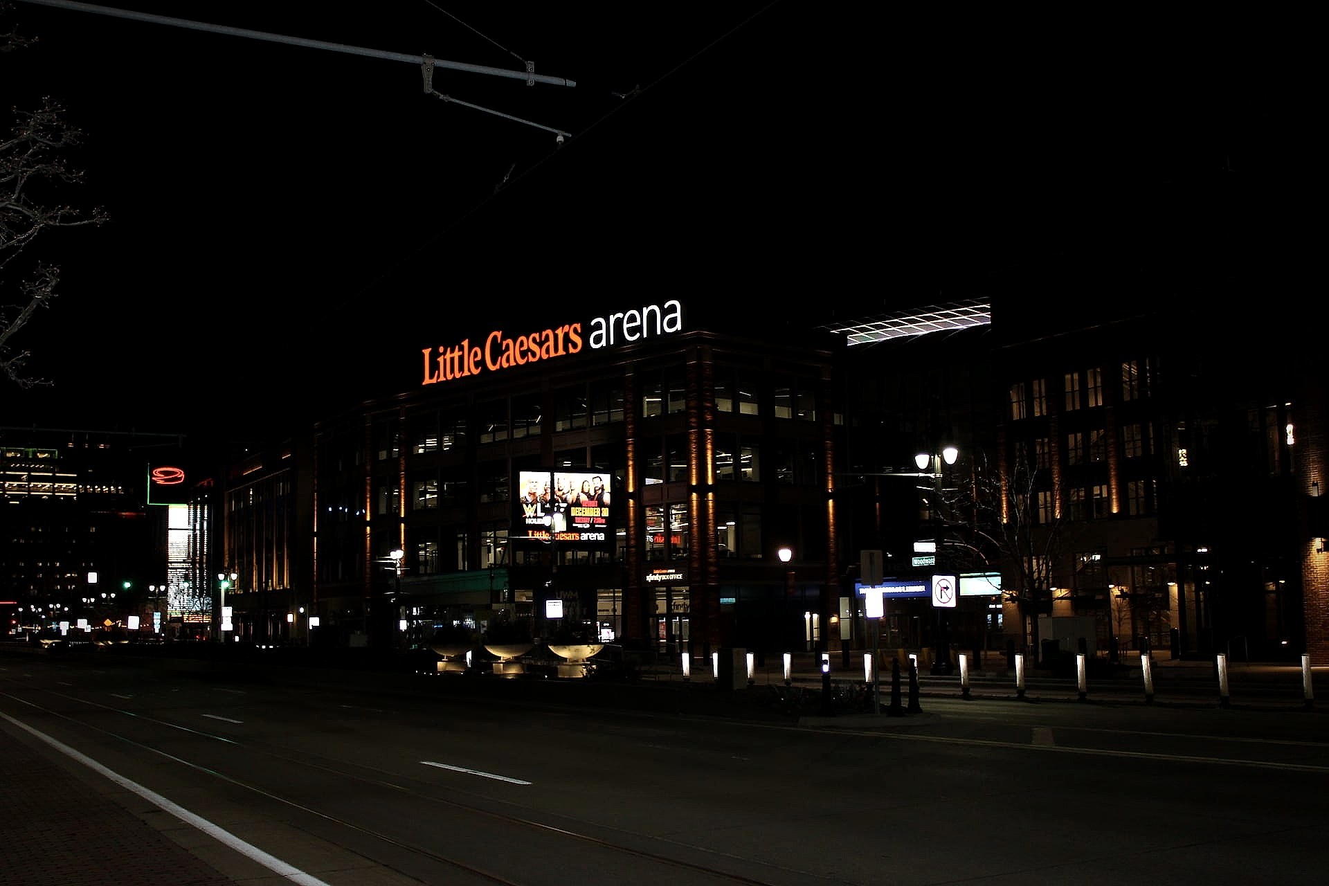 Little Caesars Arena exterior in Detroit, home of the Detroit Pistons